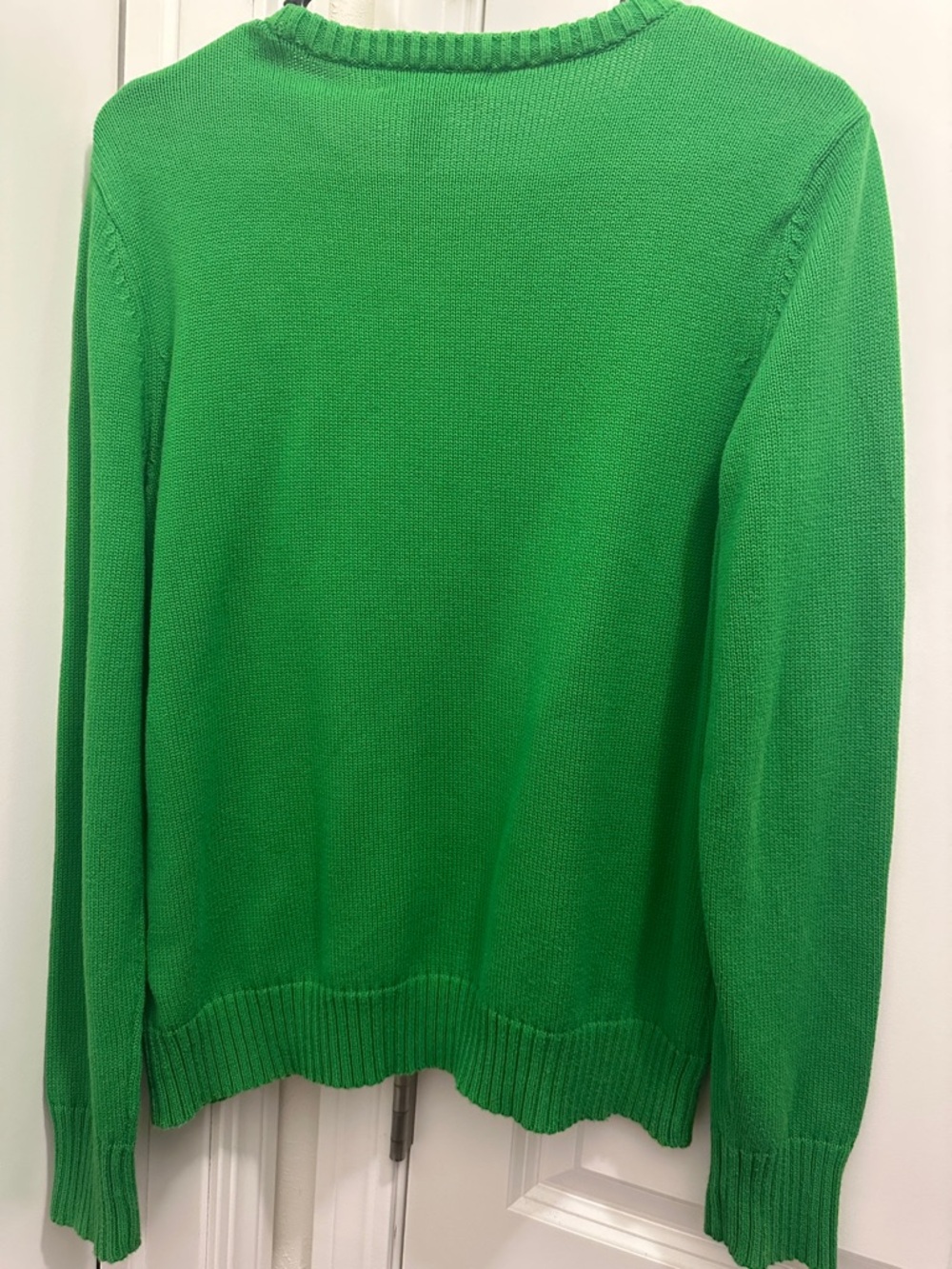 Lauren Ralph Lauren Bright Green Crewneck Sweater with Flag Patch - Picture 2 of 3